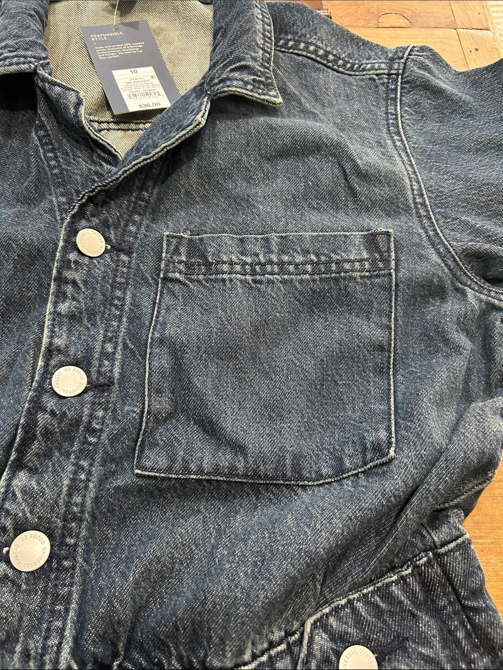 Universal Thread Women’s Denim Utility Romper Long Sleeve Button Front Blue - Picture 12 of 12